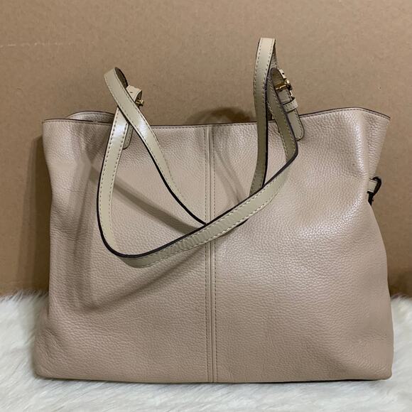 MICHAEL KORS Spacious Large BISQUE Beige Pebbled Leather LENOX Shoulder Tote - Picture 16 of 16